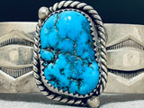 Annie Chapo Vintage Native American Navajo Old Kingkan Turquoise Sterling Silver Bracelet-Nativo Arts