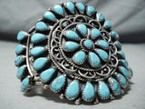 Astonishing Native American Navajo Turquoise Cluster Sterling Silver Bracelet-Nativo Arts