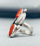 Astonishing Vintage Native American Navajo Coral Sterling Silver Ring-Nativo Arts