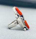 Astonishing Vintage Native American Navajo Coral Sterling Silver Ring-Nativo Arts