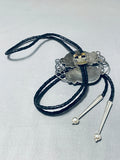 Astonishing Vintage Native American Navajo Pilot Mountain Turquoise Sterling Silver Bolo-Nativo Arts