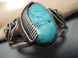 Astonishing Vintage Native American Navajo Pilot Mountain Turquoise Sterling Silver Bracelet-Nativo Arts