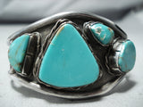 Astonishing Vintage Native American Navajo Pilot Mountain Turquoise Sterling Silver Bracelet Old-Nativo Arts