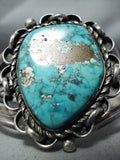 Astonishing Vintage Native American Navajo Pilot Mountain Turquoise Sterling Silver Bracelet Old-Nativo Arts