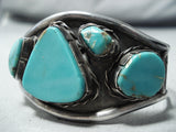 Astonishing Vintage Native American Navajo Pilot Mountain Turquoise Sterling Silver Bracelet Old-Nativo Arts