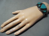 Astonishing Vintage Native American Navajo Pilot Mountain Turquoise Sterling Silver Bracelet Old-Nativo Arts
