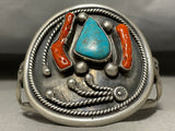 Astonishing Vintage Native American Navajo Turquoise Sterling Silver Bracelet Signed-Nativo Arts