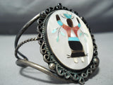 Astonishing Vintage Native American Zuni Mother Of Pearl Sterling Silver Bracelet Old-Nativo Arts