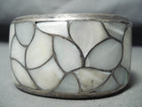 Astonishing Vintage Native American Zuni Mother Of Pearl Sterling Silver Bracelet Old-Nativo Arts