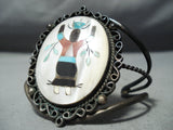 Astonishing Vintage Native American Zuni Mother Of Pearl Sterling Silver Bracelet Old-Nativo Arts