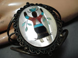 Astonishing Vintage Native American Zuni Mother Of Pearl Sterling Silver Bracelet Old-Nativo Arts