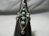 Astonishing Vintage Navajo 6 Turquoise Rounds Sterling Silver Ring Old Native American-Nativo Arts