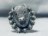 Astounding Native American Navajo Sterling Silver Buffalo Ring-Nativo Arts
