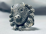 Astounding Native American Navajo Sterling Silver Buffalo Ring-Nativo Arts