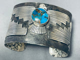 Astounding San Felipe Kingman Turquoise Sterling Silver Bracelet Signed-Nativo Arts