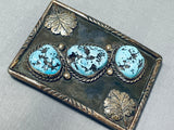 Astounding Vintage Native American Navajo Godber Turquoise Sterling Silver Buckle-Nativo Arts