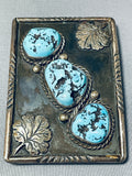 Astounding Vintage Native American Navajo Godber Turquoise Sterling Silver Buckle-Nativo Arts