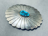 Astounding Vintage Native American Navajo Morenci Turquoise Sterling Silver Buckle Signed-Nativo Arts