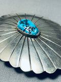 Astounding Vintage Native American Navajo Morenci Turquoise Sterling Silver Buckle Signed-Nativo Arts