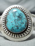 Astounding Vintage Native American Navajo Pilot Mountain Turquoise Sterling Silver Bracelet-Nativo Arts