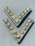 Astounding Vintage Native American Navajo Sterling Silver Collar Pins Signed-Nativo Arts