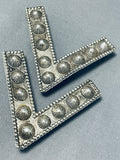 Astounding Vintage Native American Navajo Sterling Silver Collar Pins Signed-Nativo Arts