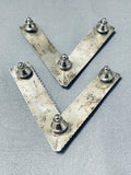 Astounding Vintage Native American Navajo Sterling Silver Collar Pins Signed-Nativo Arts