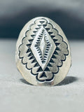 Attractive Hand Stamped Rug Vintage Native American Navajo Sterling Silver Ring-Nativo Arts