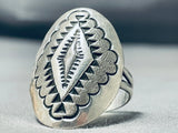 Attractive Hand Stamped Rug Vintage Native American Navajo Sterling Silver Ring-Nativo Arts