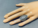 Attractive Hand Stamped Rug Vintage Native American Navajo Sterling Silver Ring-Nativo Arts