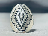 Attractive Hand Stamped Rug Vintage Native American Navajo Sterling Silver Ring-Nativo Arts