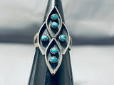 Attractive Vintage Native American Zuni Turquoise Sterling Silver Ring Old-Nativo Arts