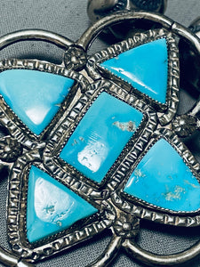 Audrey Edaakie Vintage Native American Zuni Turquoise Sterling Silver Necklace Old-Nativo Arts