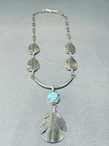Authentic Be Nebagye (d) Vintage Native American Navajo Turquoise Sterling Silver Necklace-Nativo Arts