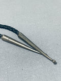 Authentic Older Vintage Native American Zuni Green Turquoise Inlay Sterling Silver Bolo Tie-Nativo Arts