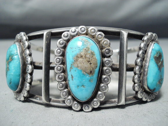 Authentic Phenomenal Vintage Native American Navajo Turquoise Sterling Silver Bracelet-Nativo Arts
