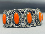 Authentic Rare Vintage Native American Navajo Coral Sterling Silver Bracelet-Nativo Arts
