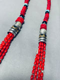 Authentic Singer Coral Native American Navajo Sterling Silver Turquoise Necklace-Nativo Arts