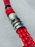 Authentic Singer Coral Native American Navajo Sterling Silver Turquoise Necklace-Nativo Arts