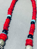 Authentic Singer Coral Native American Navajo Sterling Silver Turquoise Necklace-Nativo Arts