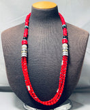 Authentic Singer Coral Native American Navajo Sterling Silver Turquoise Necklace-Nativo Arts