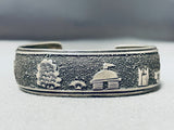 Authentic Thomas Singer Vintage Native American Navajo Desert Snow Sterling Silver Bracelet-Nativo Arts