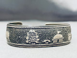 Authentic Thomas Singer Vintage Native American Navajo Desert Snow Sterling Silver Bracelet-Nativo Arts