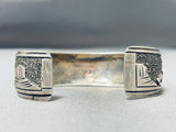 Authentic Thomas Singer Vintage Native American Navajo Desert Snow Sterling Silver Bracelet-Nativo Arts