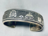 Authentic Thomas Singer Vintage Native American Navajo Desert Snow Sterling Silver Bracelet-Nativo Arts