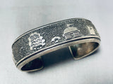 Authentic Thomas Singer Vintage Native American Navajo Desert Snow Sterling Silver Bracelet-Nativo Arts