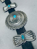 Authentic Very Detailed Vintage Native American Navajo Turquoise Sterling Silver Concho Belt-Nativo Arts