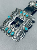 Authentic Very Detailed Vintage Native American Navajo Turquoise Sterling Silver Concho Belt-Nativo Arts