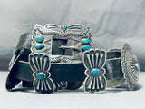 Authentic Very Detailed Vintage Native American Navajo Turquoise Sterling Silver Concho Belt-Nativo Arts