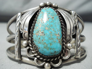 Authentic Vintage Native American Navajo #8 Turquoise Sterling Silver Bracelet-Nativo Arts